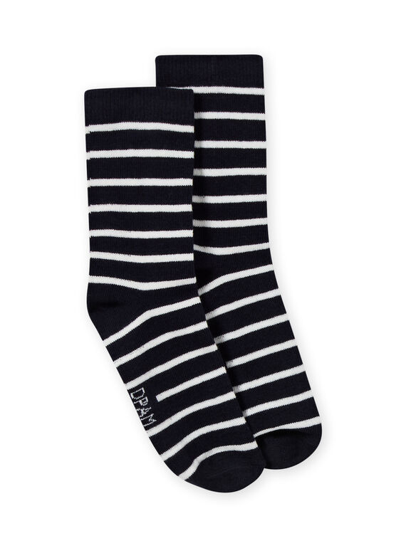 Calcetines de rayas de color azul marino y crudo para niño MYOJOCHOR1 / 21WI0211SOQ001