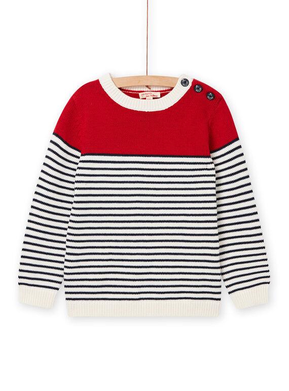 Jersey marinero rojo, crudo y azul noche de punto para niño NOJOPUL3 / 22S90272PULF521
