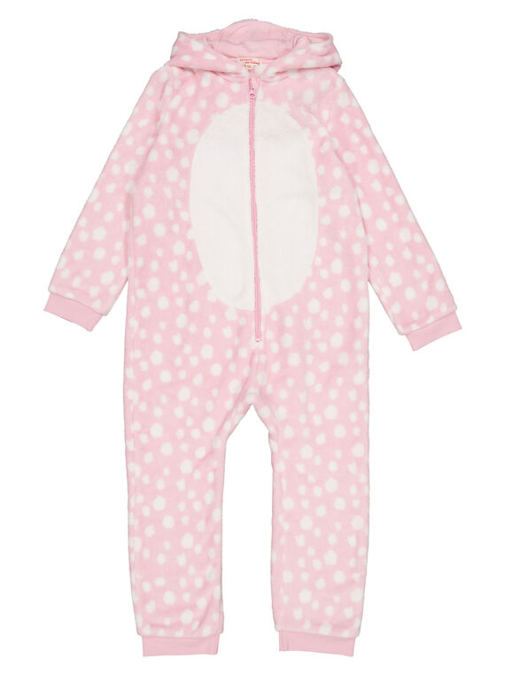 Sobrepijama con estampado de ciervo de color rosa con capucha de tacto suave para niña GEFASURBI / 19WH11N2D4FD301