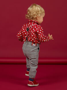 Pantalón negro de cuadros con tirantes de rayas para bebé niño MUNOPAN2 / 21WG10Q2PAN090