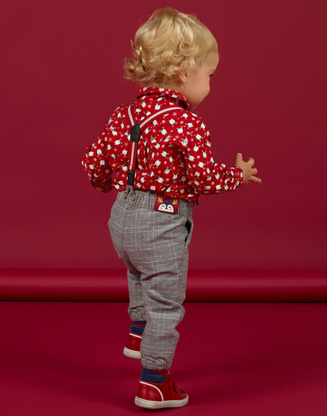 Pantalón negro de cuadros con tirantes de rayas para bebé niño MUNOPAN2 / 21WG10Q2PAN090