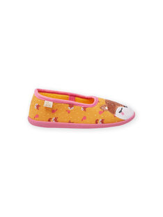 Zapatillas de casa de color amarillo con estampado de zorro para niña MAPANTREN / 21XK3531D07010