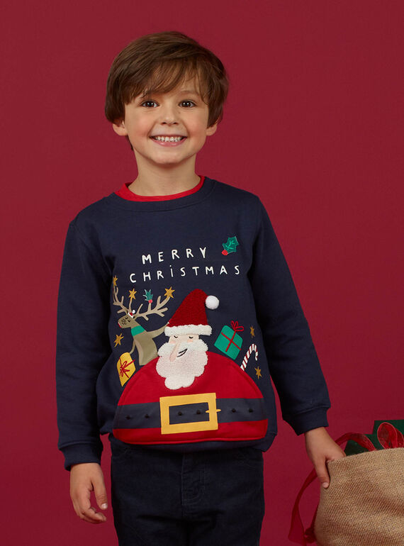 Sudadera de Navidad azul marino para niño MONOSWE / 21W902Q1SWE705