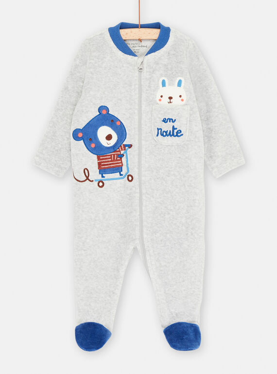Pelele gris de terciopelo para bebé niño SEGAGREFUN / 23WH1441GRE943