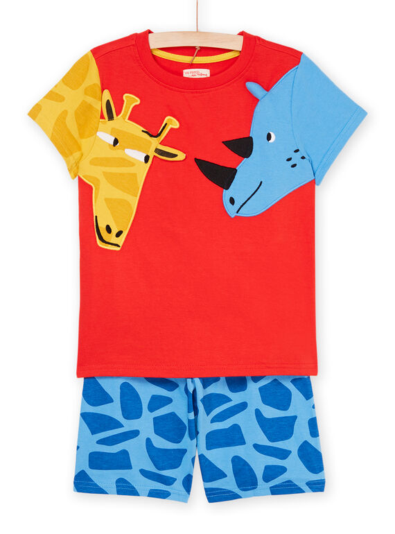 Pijama azul y rojo con detalles y estampado animal REGOPYCANI / 23SH12H8PYJ505