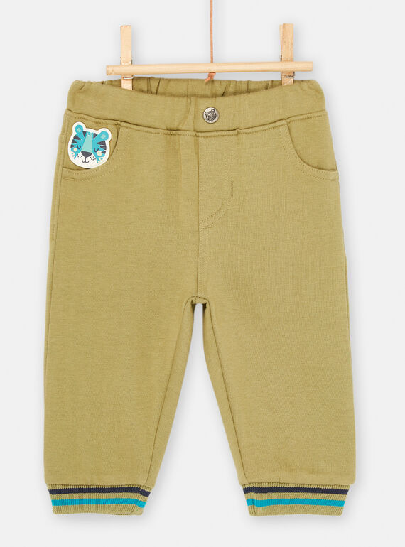 Pantalón verde kiwi con estampado de animales para bebé niño SUDUPAN1 / 23WG10P1PAN617