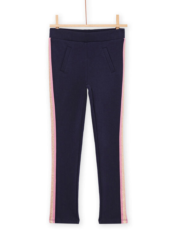 Pantalón elástico azul marino con banda de Lúrex® PAJOMIL1 / 22W901D3PAN070