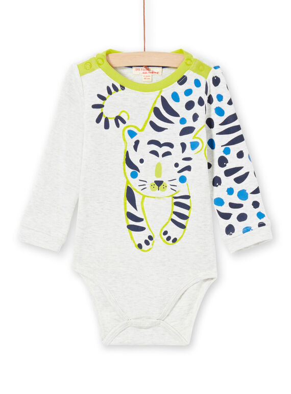 Body de color crudo jaspeado y verde para bebé niño MUKABOD / 21WG10I1BOD006