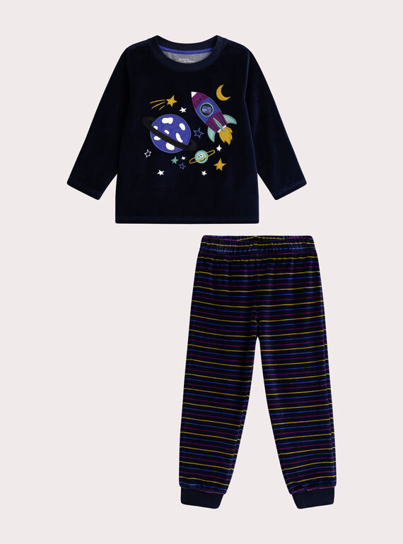 Pijama para niño de animación espacial de terciopelo que brilla en la oscuridad  VEGOPYJSPA / 24WH1297PYJ705