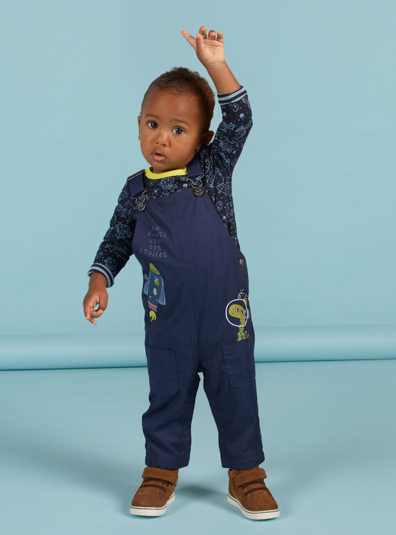Peto de color azul oscuro con estampado de espacio para bebé niño MUPLASAL / 21WG10O1SALC243
