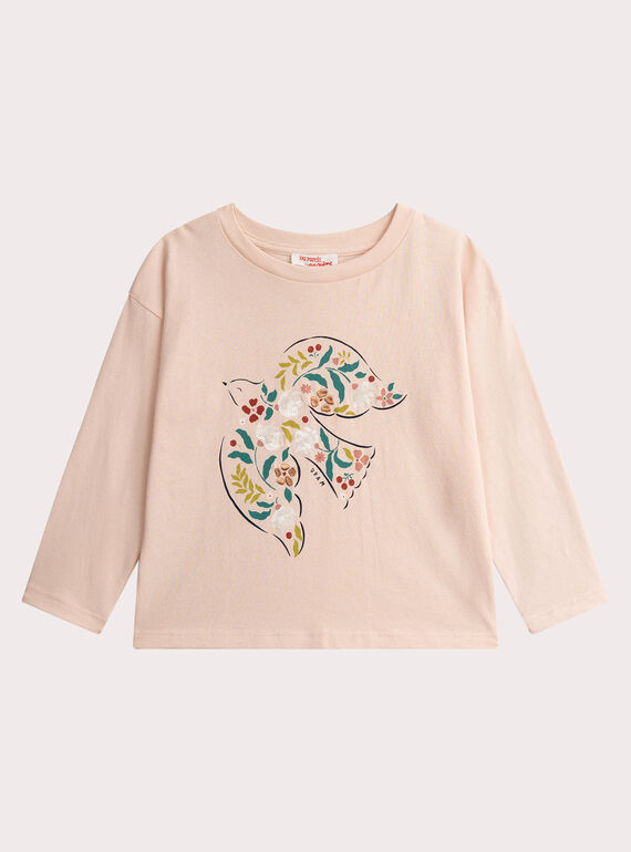 Camiseta rosa en polvo animación irondelle para niña  VAKLITEE2 / 24W90142TMLD319