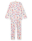 Pijama de camiseta y pantalón crudo jaspeado con estampado floral para niña NEFAPYJMAX / 22SH11G8PYJ006