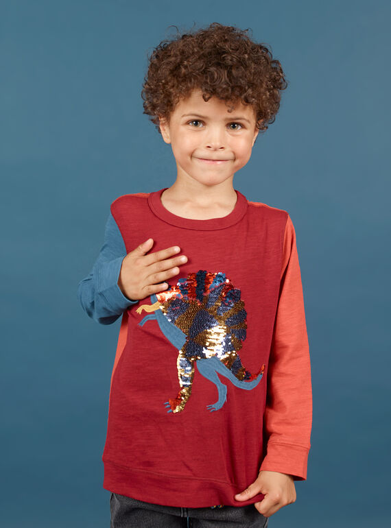 Camiseta de color rojo y azul marino para niño MOPATEE3 / 21W902H1TML719