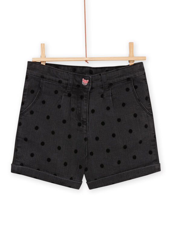 Short vaquero con estampado de lunares de ganchillo PARHUSHORT / 22W901Q1SHO941