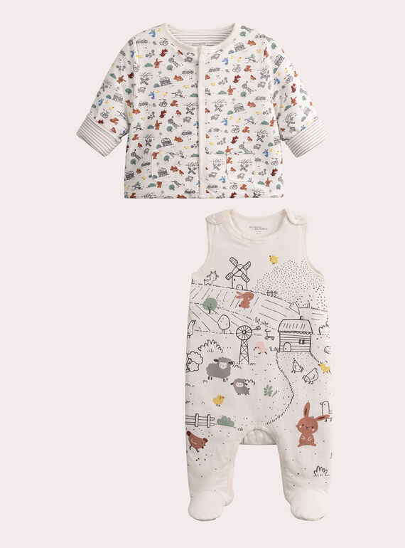 Conjunto de pelele y rebeca estampada para recién nacido  VOU1ENS1 / 24WF05C1ENS001