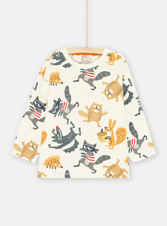Camiseta blanco crema y marrón con estampado de animal SOLOTEE2 / 23W902R2TMLA002