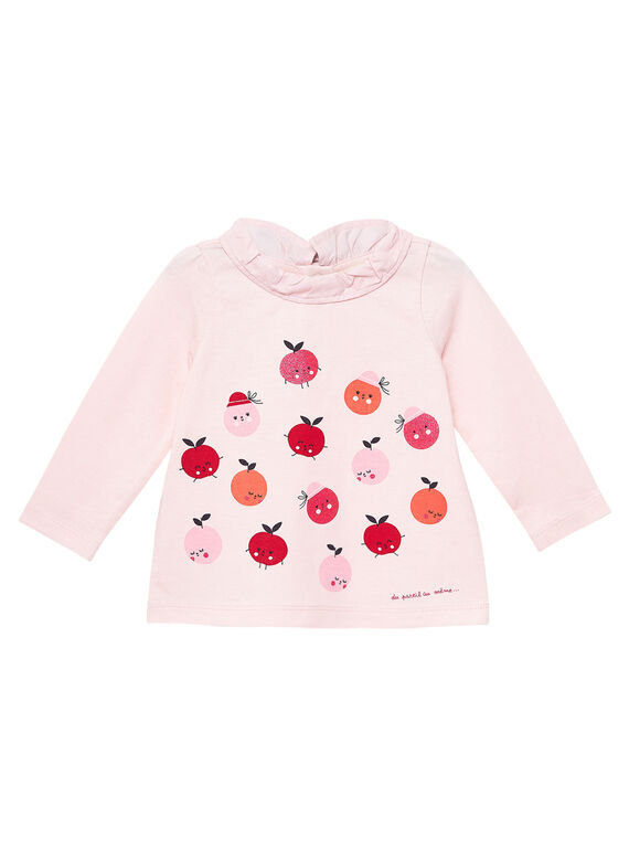 Camiseta de manga larga con cuello avolantado para bebé niña JIVIBRA / 20SG09D1BRAD310
