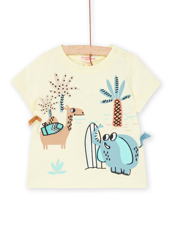 Camiseta de color amarillo pastel con estampado de animales RUEXOTI3 / 23SG10V3TMC103