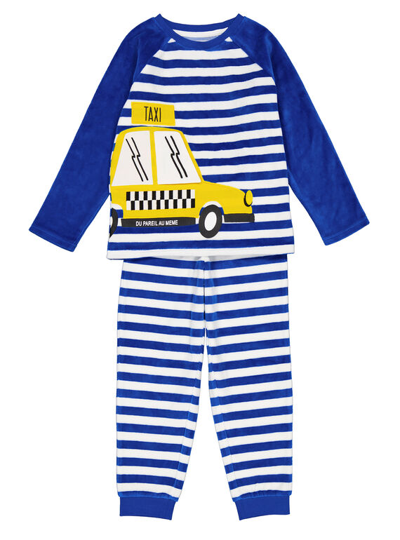 Pijama de color azul de rayas de terciopelo para niño GEGOPYJRAY / 19WH12N9PYJ217