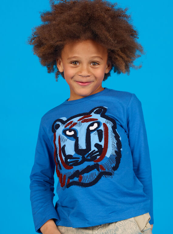 Camiseta de algodón de color azul para niño LOBLETEE2 / 21S902J3TML702