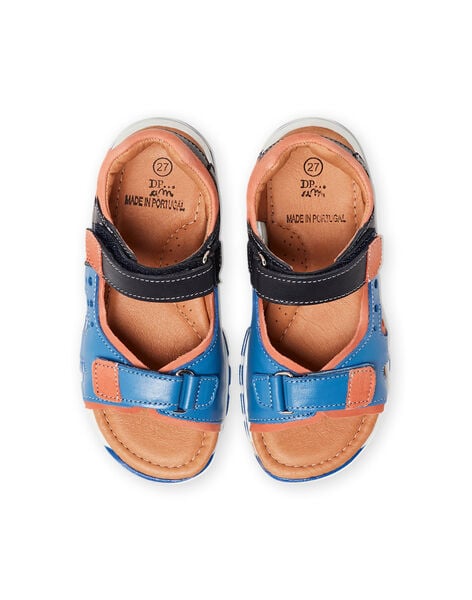 Sandalias de piel de color azul y beige para niño LGSANDJACK / 21KK3651D0E701