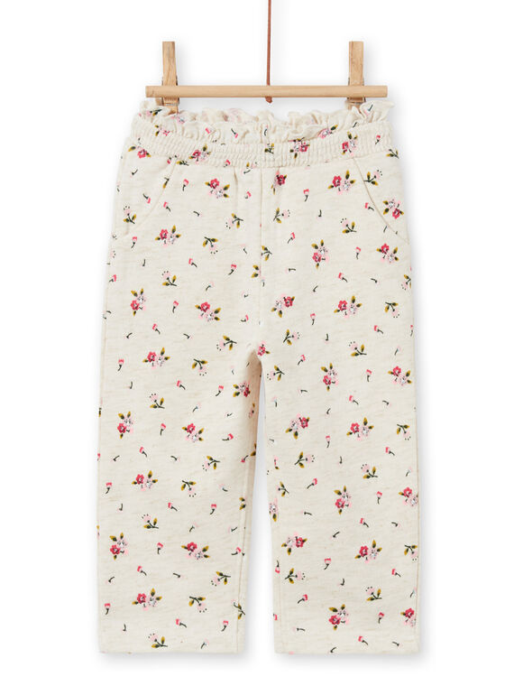 Pantalón de chándal beige con estampado floral para bebé niña MIKABAJOG / 21WG09I1JGBA011
