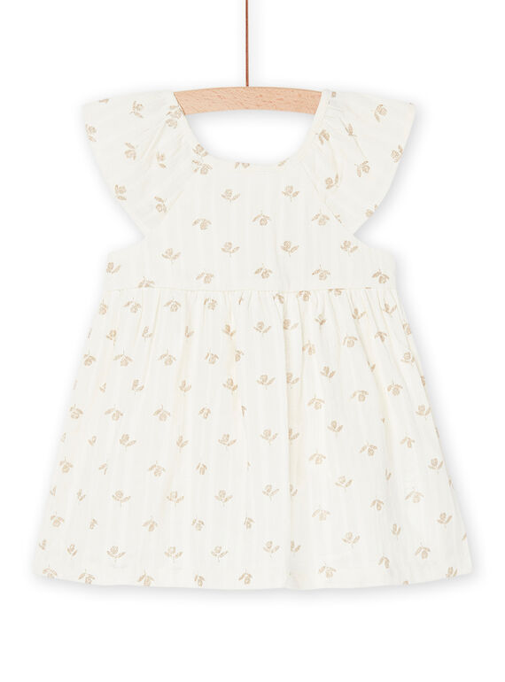 Vestido sin mangas crudo con estampado floral RIBALROB3 / 23SG09W2ROB001