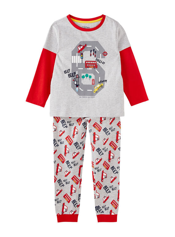 Pijama de color gris jaspeado «Londres» para niño JEGOPYJLON / 20SH12C5PYJ943
