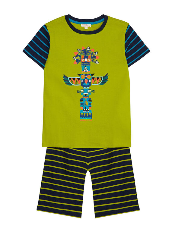 Pijama de rayas de color amarillo para niño JEGOPYJTOEX / 20SH12C6PYJ605