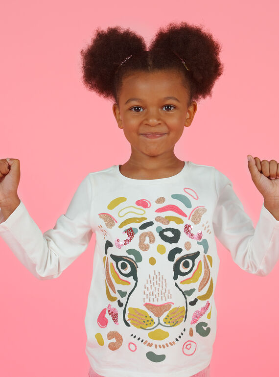 Camiseta de color crudo y amarillo para niña MAKATEE3 / 21W901I2TML001