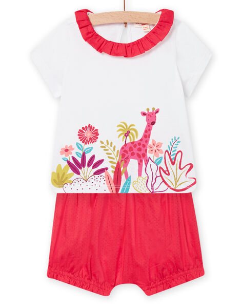 Conjunto de camiseta y cubrepañal crudo y rojo para bebé niña NIFLAENS / 22SG09R1ENS001