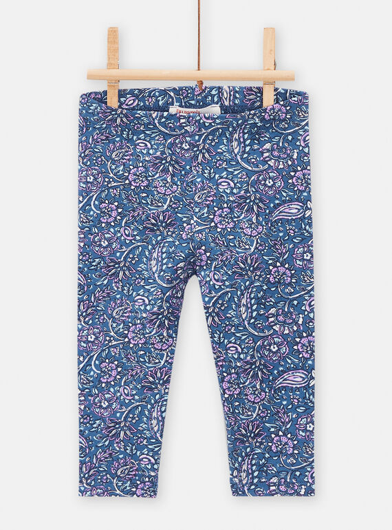 Leggings de color azul Nattier con estampado floral para bebé niña TYIDELEG / 24SI09J1CAL201