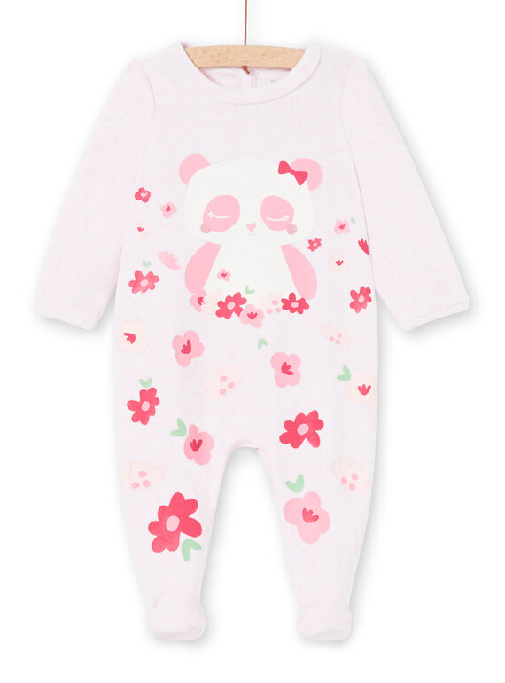 Pelele de color rosa jaspeado con estampado de panda para bebé niña LEFIGRECHA2 / 21SH1359GRED314