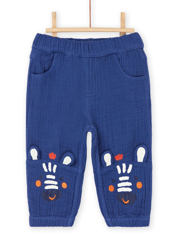 Pantalón azul majorelle con estampado de cebra RUNAUPAN3 / 23SG10N3PANC231