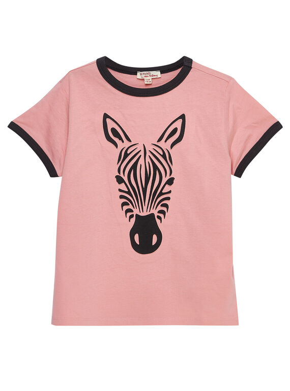 Camiseta de manga corta de color rosa con cebra para niño JODUTI5 / 20S902O5TMC318