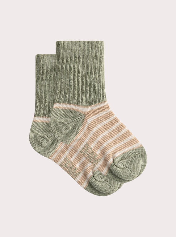 Calcetines de canalé caqui para bebé  WYUJOCHOR2 / 25SI10I2SOQ821