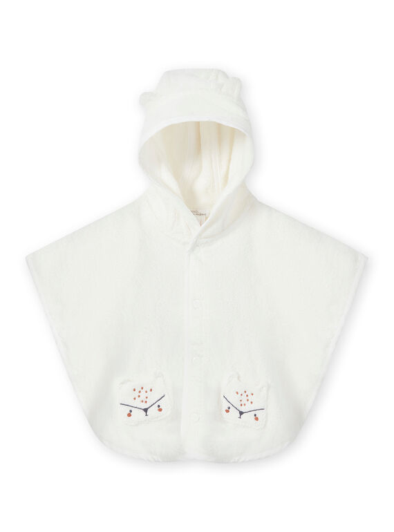 Capa de baño de color crudo con capucha con estampado de zorro para recién nacido unisex MOU1CAP / 21WF4241POI001