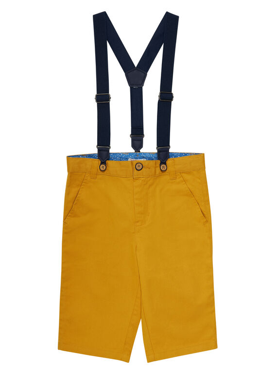Bermudas de color amarillo maíz con tirantes para niño JOSOBER2 / 20S90282BERB107