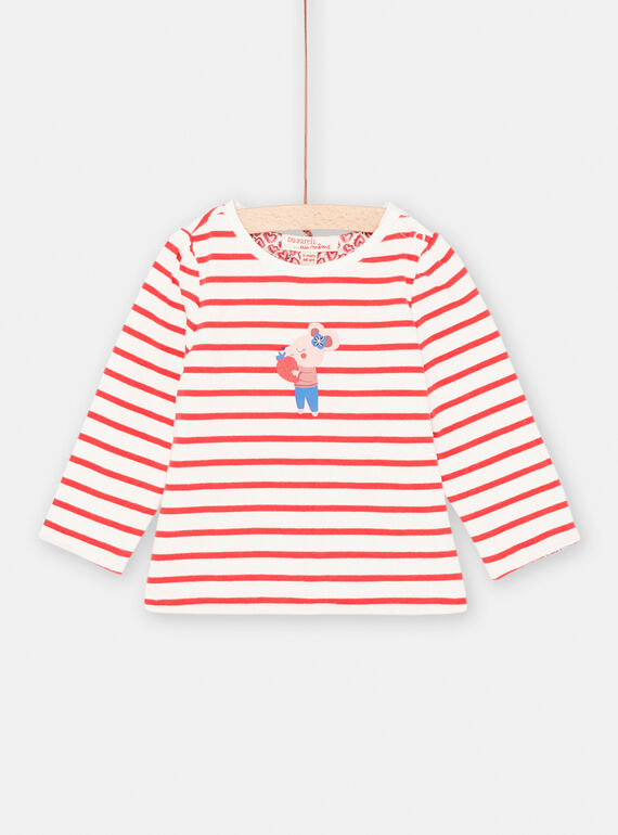 Camiseta roja y blanca reversible para bebé niña SIFORTEE / 23WG09K1TML001