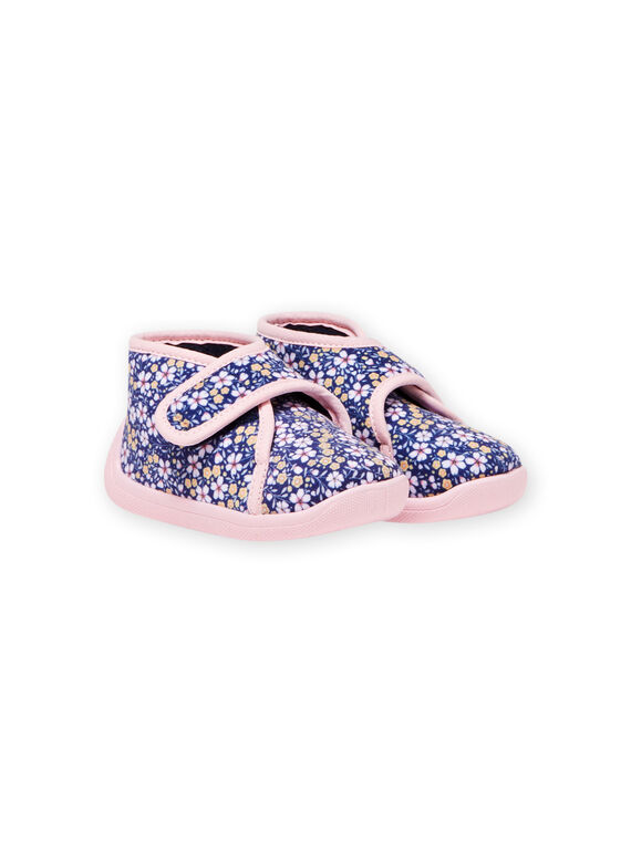 Patucos de color azul marino con estampado floral para bebé niña MIPANTFLOWER / 21XK3721D0A070