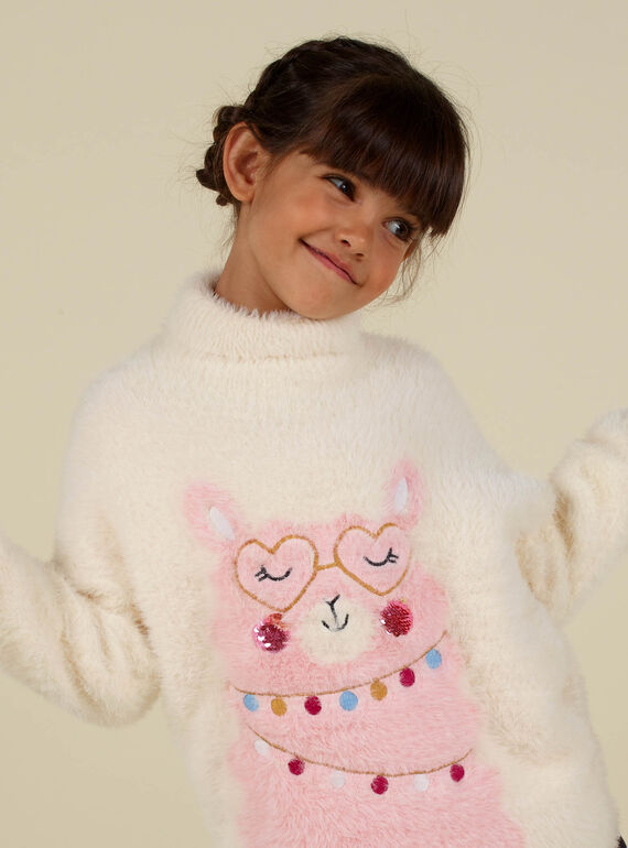Jersey de cuello vuelto de punto de pluma para niña MAHIPULL / 21W901U1PUL003