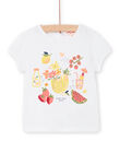 Camiseta blanca con estampado de fantasía y lentejuelas para bebé niña NIHOTI / 22SG09T1TMC000