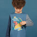 Camiseta de manga larga azul con estampado de dinosaurios para niño