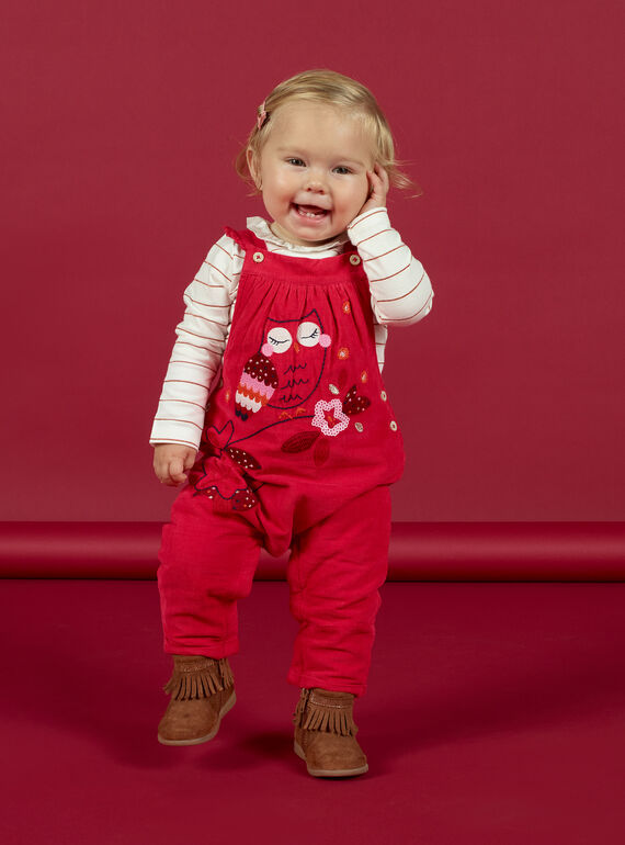 Peto vintage rosa con estampado de búho y flor para bebé niña MIFUNSAL / 21WG09M1SALD332