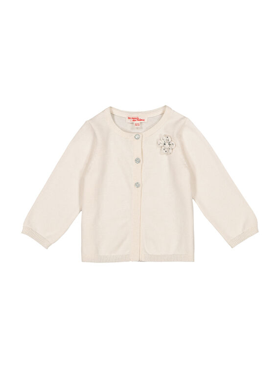 Cárdigan de color blanco para bebé niña FIJOCAR1 / 19SG0931CAR001