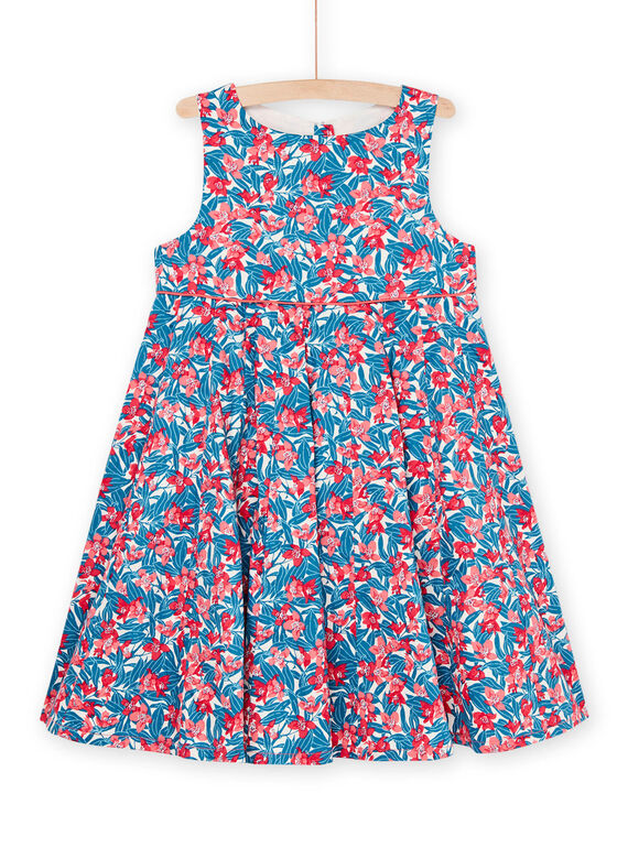 Vestido largo azul y rosa con estampado de flores RABLEROB1 / 23S90133ROB001