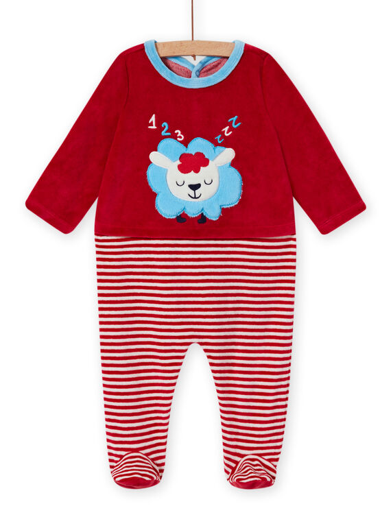 Pelele rojo de terciopelo con estampado de oveja para bebé niño MEGAGREMOU / 21WH1493GREF526