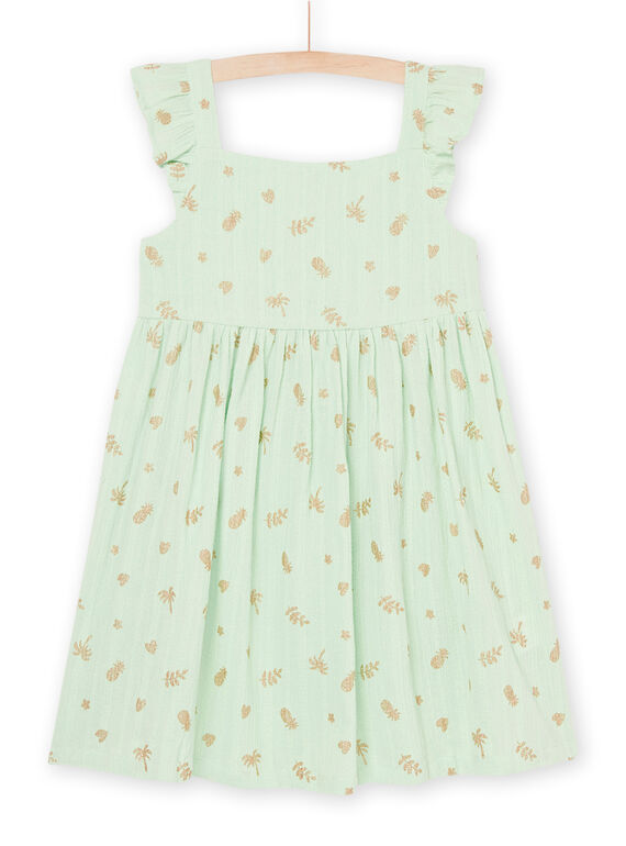Vestido verde almendra con manga corta avolantada RAEXOROB2 / 23S901V3ROB611