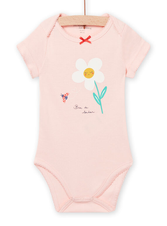 Body rosa con estampado de margarita para bebé niña NEFIBODPAQ / 22SH13I2BDLD310
