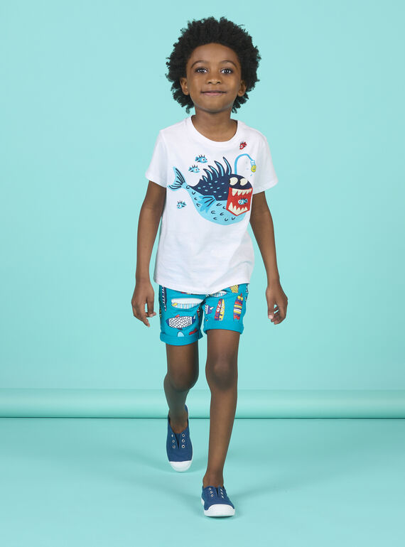 Camiseta blanca con estampado de pez linterna para niño NOFICTI6 / 22S902U6TMC000